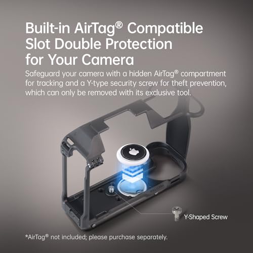 FALCAM Aluminum Alloy Camera Cage Compatible with Hasselblad X2D X2D II, 6061 Aluminum Protective Cage with Modular L-Arca Plate, AirTag Compatible Slot, Lay-Flat Design, Montaj