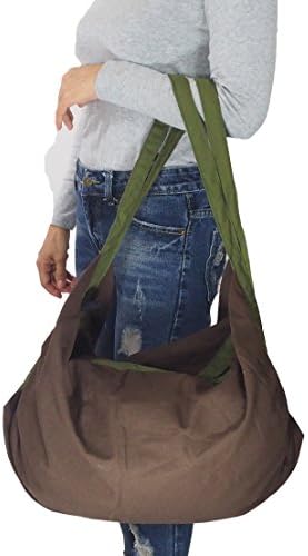 Thai Boho Hippie Sling Plain Travel Cotton Bag Shoulder Crossbody Bohemian Handmade Monk Buddha (Dark Brown)