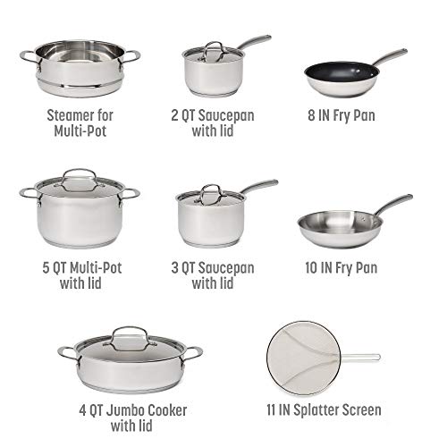 Goodful 12Piece Classic Stainless Steel Cookware Set with TriPly Base