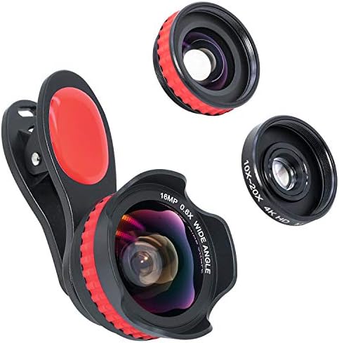 Cell Phone Lens, 0.6X Wide Angle & 20X Macro Lens, 2 in 1 HD No Distortion Phone Camera Lens for iPhone, Samsung, Android Smartphone, Micro World