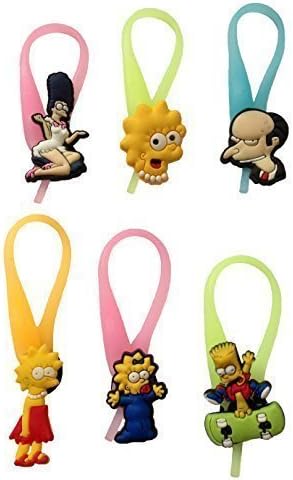 Simpsons Luminescent Colorful Silicone Snap Lock Zipper Pulls 6 Pcs Set #1