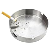 Ashtray, Newness Stainless Steel Tabletop Decoration Unbreakable Home Ashtray, 4.7 Inches (12 cm)