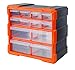 Tactix 320630 12 Drawer Cabinet, Storage & Hardware Parts Organizer, Black/Orange