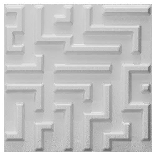 Art3d Paintable 3D Texture Wall Panels Maze Design, White, Pack of 12 Tiles 32 Sq Ft (Plant Fiber)