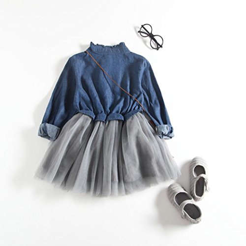image for Wesracia Toddler Baby Girls Denim Long Sleeve Dress Princess Tutu Dres