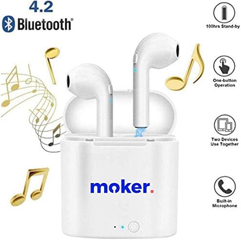 ZKMKPA Wireless Headphones I7S,Bluetooth Earbuds TWS Products - Grade A Quality Battery Durability, Wireless Portable Charging, Sweatproof Earphones, Smartphone Compatible.(White) …