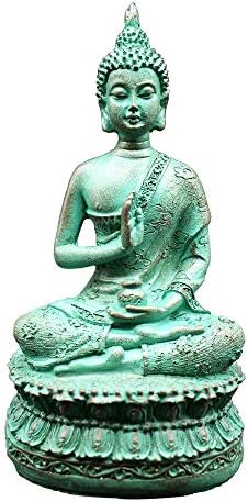 HBloom 6.7" Thai Shakyamuni Sitting Buddha Statue, Buddha Decoration in Meditation Pose, Hand Crafted, Serene Buddha Statue Garden Home (Verdigris)
