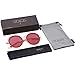 SOJOS Oversized Round Metal Frame Sunglasses Flat Lens UV400 Protection SJ1076 with Red Frame/Red Lens