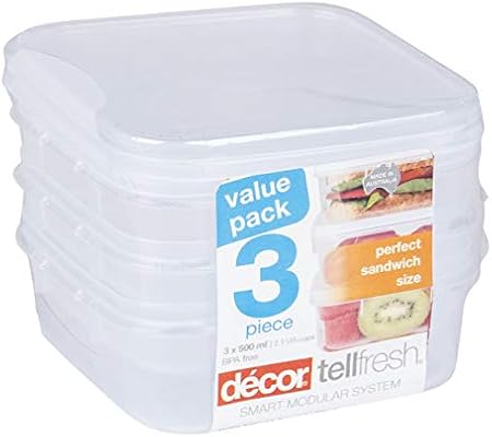 Decor Food Storage Container 500 Ml Oblong Pack Of 3 Amazon