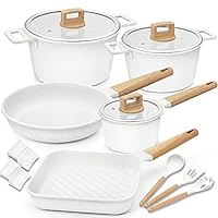 Cookware Set Nonstick 100% PFOA Free Induction Pots and Pans Set with Cooking Utensil 15 Piece – White Cookware Set Nonstick 100% PFOA Free Induction Pots and Pans Set with Cooking Utensil 15 Piece – White