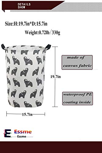 ESSME Large Storage Bin,Canvas Fabric Storage Baskets with Handles,Collaspible Laundry Hamper for Household,Gift Baskets,Toy Organizer (Naughty Elephant)