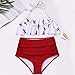 Women Swimsuit Two Piece Retro Off Shoulder High Waisted Ruffled Flounce Print Cut Out Bikini Set