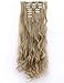 Lelinta 7Pcs Full Head 16 Clips in on Double Weft Hair Extensions, Ash Blonde Mix Bleach Blonde Curly, 24inch 160g