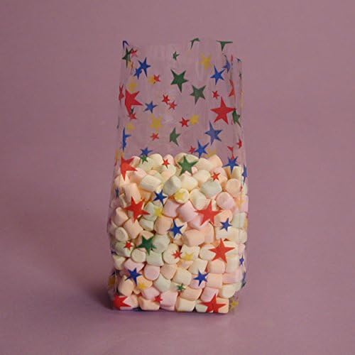 Panda Party Supplies Assorted Color Stars Print Cello Treat Bags (100)