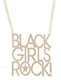 Goldtone XL Black Girls Rock Pendant with a 22 Inch Adjustable Link Chain Necklace