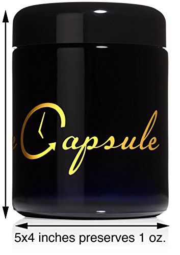 Smell Proof Container - Stash Jar - Time Capsule - 1/2 Half Jar: Premium UV Protected Stash Jar and Airtight Glass Container (250ml) (Gold)