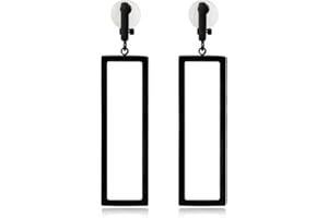 MUYAN Metal Geometric Clip On Drop Earrings for Women Gold Black Silver Non Piercing Dangle Earrings Rectangle Triangle Bar Circle Waterdrop Ellipse Clip Earrings