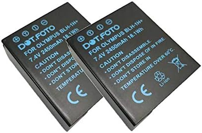 2 x Dot BLH-1 Premium high capacity 7.4v / 2450mAh fully decoded rechargeable battery for Olympus OM-D E-M1 Mark II, E-M1 Mark III, E-M1X