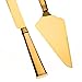 Ella Celebration Wedding Cake Knife and Server Set, Cutting Set for Bride and Groom, Modern Servers (Gold)