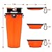 SLSON Dog Water Bottle Dog Feeder Food Container 2-in-1 for Pet Outdoor Dog Water Bowl with 2 Collapsible Dog Bowls for Travelling Hiking Walking, Orange