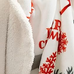 HBlife Sherpa Christmas Snowflakes&Reindeer Throw