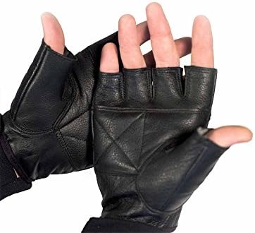 RoadDog Motorcycle Street Black Shorty Leather Gloves Unisex Riding Glove Small