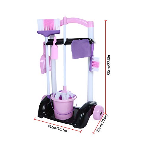 Cleaning Trolley Housekeeping Play Set - Childrens Portable Cleaning Set (US STOCK)