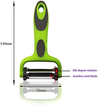 Peeler with Stainless Steel Fruit Vegetable 3 in 1 Rotary Peeler Non-Slip Comfortable Plastic Handle （Serrated-Straight-Julian）Blade
