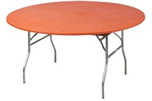 Kwik-Covers 60" Round Fitted Plastic Table Covers, 5 Pack (Orange)