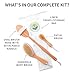 Exfoliating Dry Or Wet Body Wash Brush Set for Dry Brushing, Improving Circulation and Reducing Cellulite to Rejuvenate Skin - 4 Piece Natural Boar Bristle Set