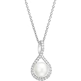 MSBLUE® 8mm Pavé Twist Freshwater Cultured Pearl Pendant | Elegant Twist Design for Women | Perfect for Anniversary, Gift, or Everyday Wear