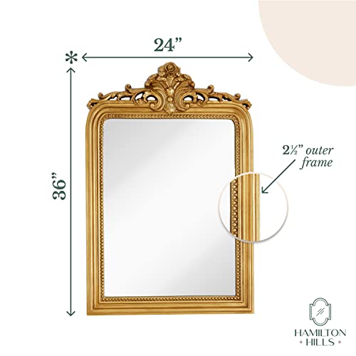 Hamilton Hills 24x36 inch Vintage Gold Mirror French Baroque