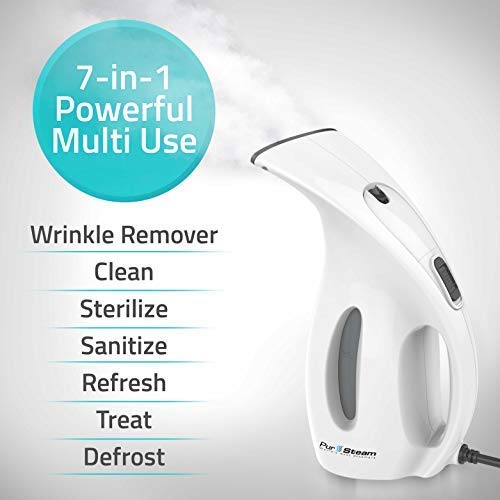 Steamer for Clothes [2020] 220ml 7-in-1 Powerful Multi Use: Clothes Fabric Portable Wrinkle Remover-Clean-Sterilize-Sanitize-Refresh-Treat-Defrost Garment/Home/Kitchen/Bathroom/Car/Travel - Thumbnail 2