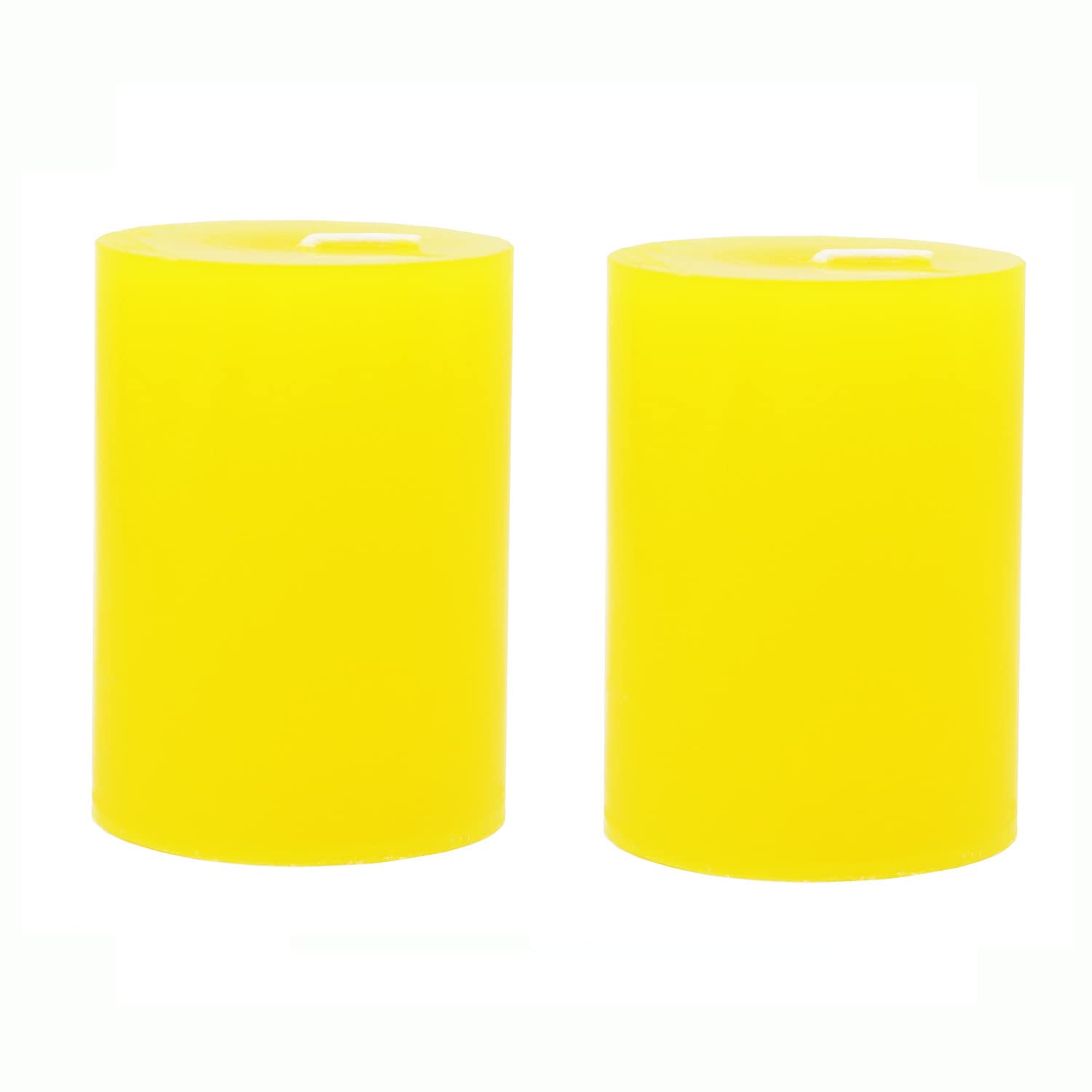KuTi Kai Solid Colour Pillar Candle,Unscented Smokeless Cotton Wick - Long Burn Time, Suitable for Weddings, Church, Home Decoration, Restaurants, Spa 2pcs/Set (Yellow, 7.5x10cm)