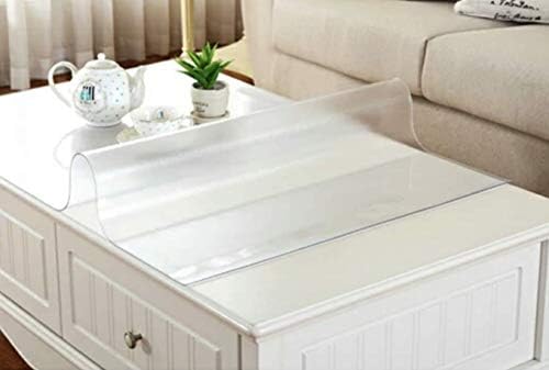 Pro Space Clear Grindings Table Cover Protector Pad Waterproof Wipeable Vinyl Tablecloth PVC for Rectangle Dining Tables Mat Desk Pad Furniture Protector，41"x41"，2mm Thick