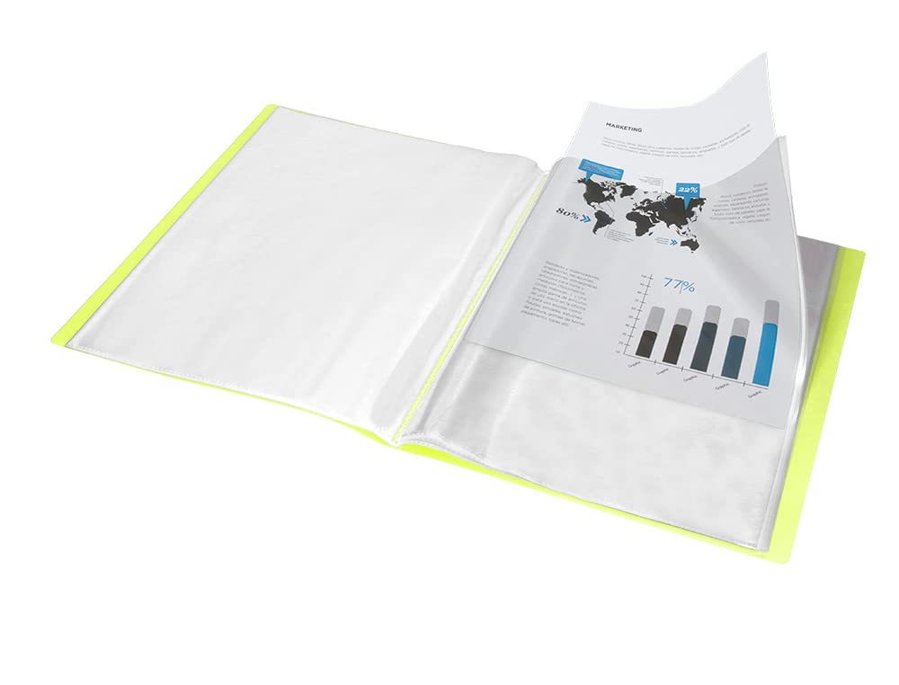 Liderpapel Window Folder 40 Pockets Polypropylene DIN A4 Neon Yellow Opa