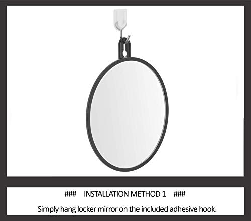 2019 Hanging Locker Mirror with Dual Suction Cups and Adhesive Hook, Shatterproof and Portable, 6 Inches