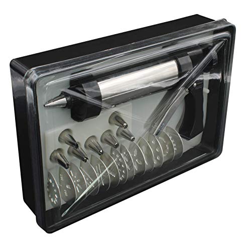 Cookie Press Stainless Steel Gun Kit 13 Cookie Pattern Discs Cake Cupcake Decorating 8 Icing Interchangeable Tips - Thumbnail 4