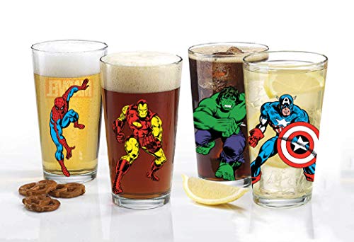 Avengers-Pint-Glass-Set-16-oz-Glass-Capacity-Set-of-4-Glasses-Classic-Shape