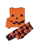 LaLaMa Unisex Girls Boys Halloween Pumpkin Shirts & Pants Pajama 2Pcs Set 1-7Y