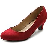 Ollio Women's Shoe Classic Mid Heel Faux Suede Pump