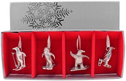 Vilmain Penguins Pewter Ornaments, Set of 4