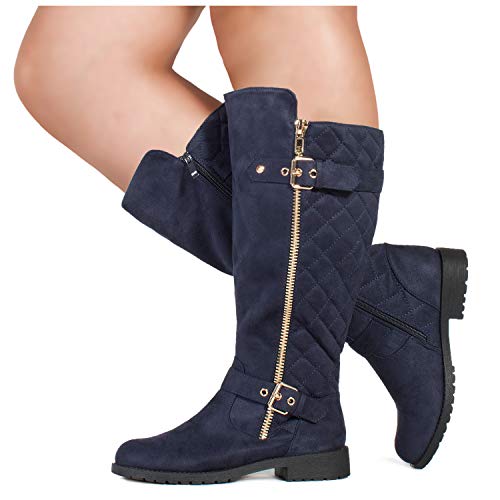 RF ROOM OF FASHION Lady's Quilted Knee High Hidden Pocket Riding Boots