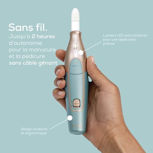 MP 84 Ponceuse pour ongles, lime à ongles électrique avec batterie, 10 embouts, lumière LED, étui de rangement inclus, jusqu'à 4400 tr/min, set d'ongles pour manucure/pédicure