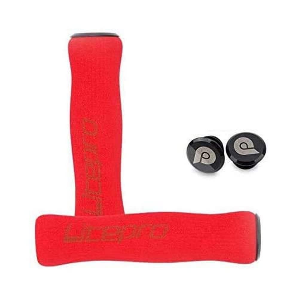 Foam M/H/S Grips + Handlebar Plugs for BROMPTON RED