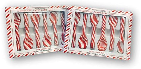 Candy Cane Peppermint Flavored Swirled Holiday Spoons - 2 Boxes/12 Spoons