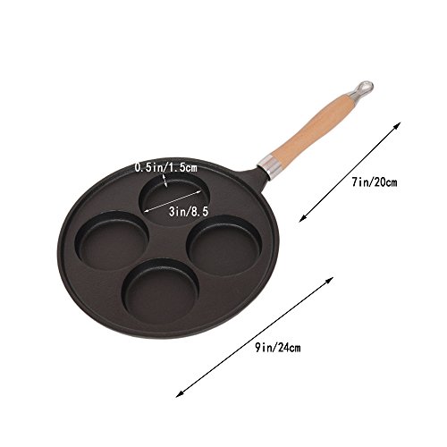 Nadalan Cast Iron Omelette Pot Egg Dumpling Pot Four Hole Breakfast Frying Pan