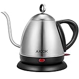 Electric Kettle, Aicok Stainless Steel Gooseneck Electric Kettle with British Strix Control, Cordless Pour Over Coffee Kettle, Fast Teapot with Auto Shut-Off and Boil-Dry Protection 1000Wï¼Œ1L