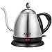 Electric Kettle, Aicok Stainless Steel Gooseneck Electric Kettle with British Strix Control, Cordless Pour Over Coffee Kettle, Fast Teapot with Auto Shut-Off and Boil-Dry Protection 1000W，1L