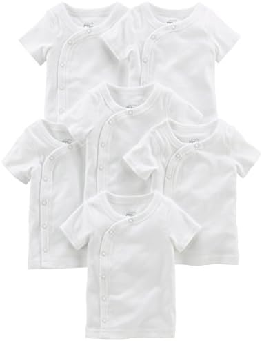 Simple Joys by Carter's Baby 6-Pack Side-Snap Short-Sleeve Shirt, White, 0-3 Months